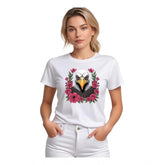 White polyester women's solid printed round neck half sleeve t-shirt